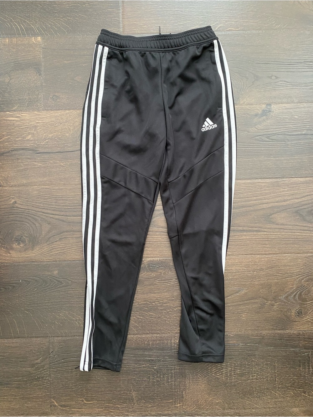 Adidas Youth Black Jogger Pants White Stripe Track Pants Size Small